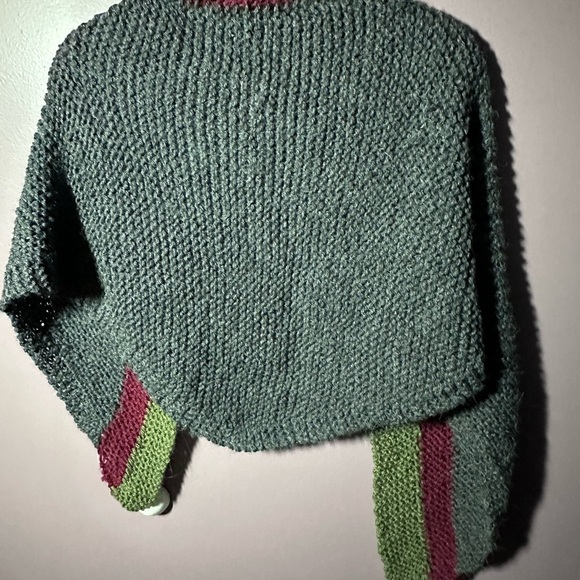 Gray, Green and Burgundy Women's Shawl - Picture 6 of 7